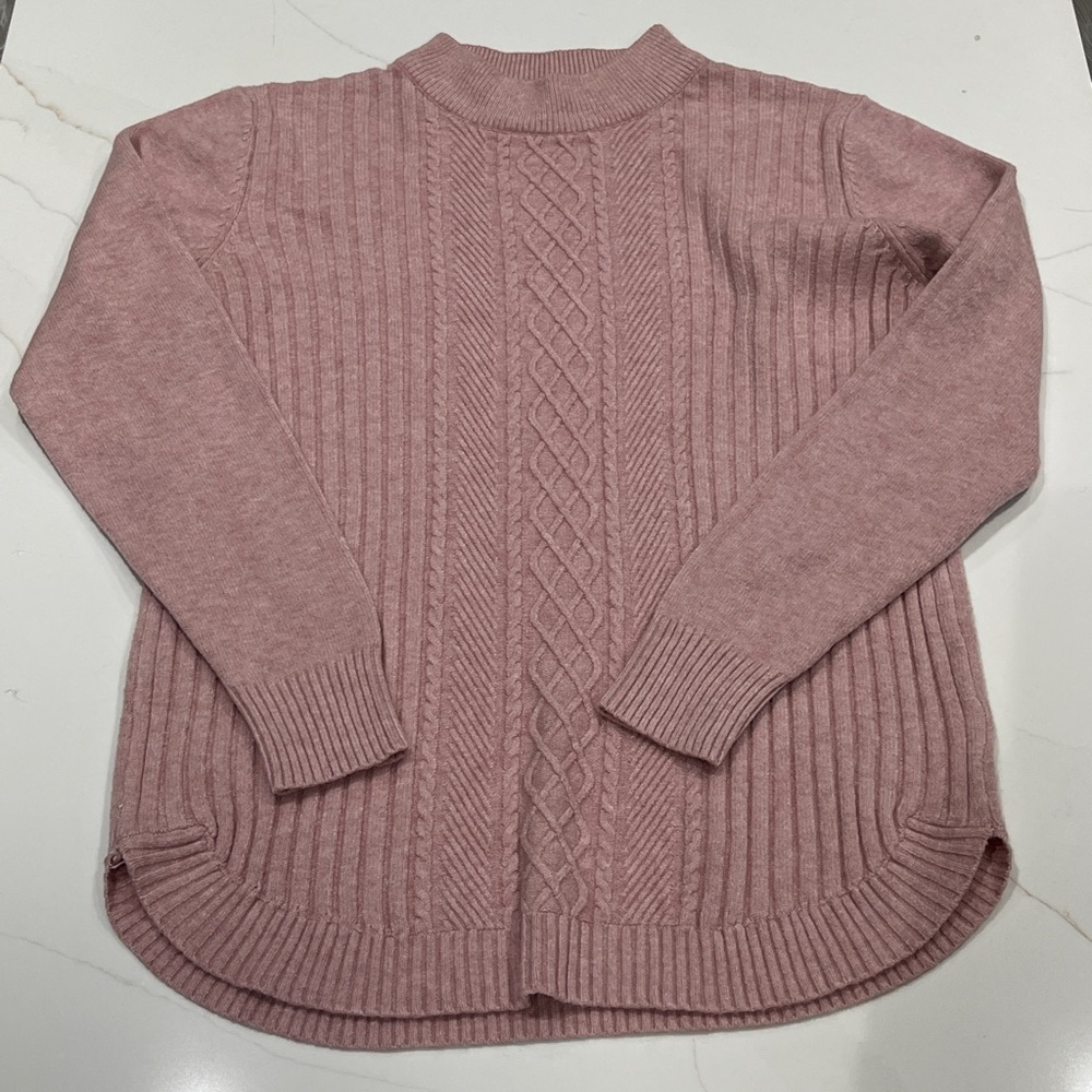 Pink Cable Knit Women's Sweater